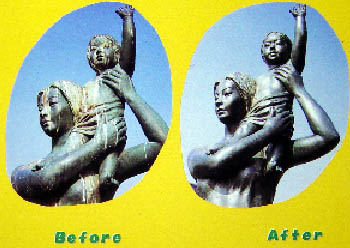 ブロンズ彫刻の色直し修復